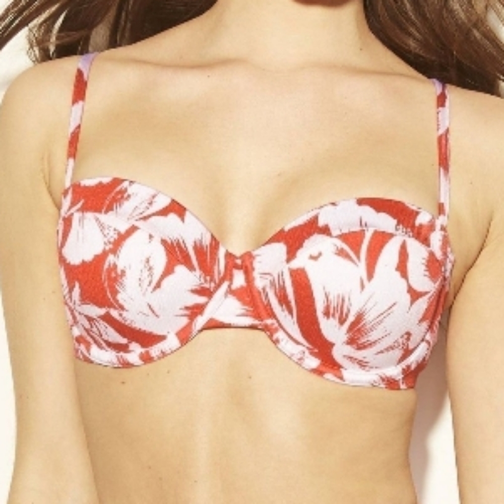 Shade & Shore Bikini Top Floral Orange White — image 2 of 8